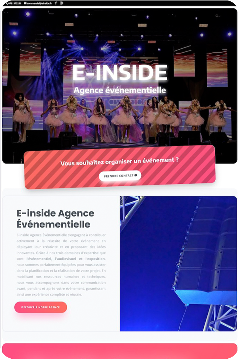 Page d’accueil du site E-inside