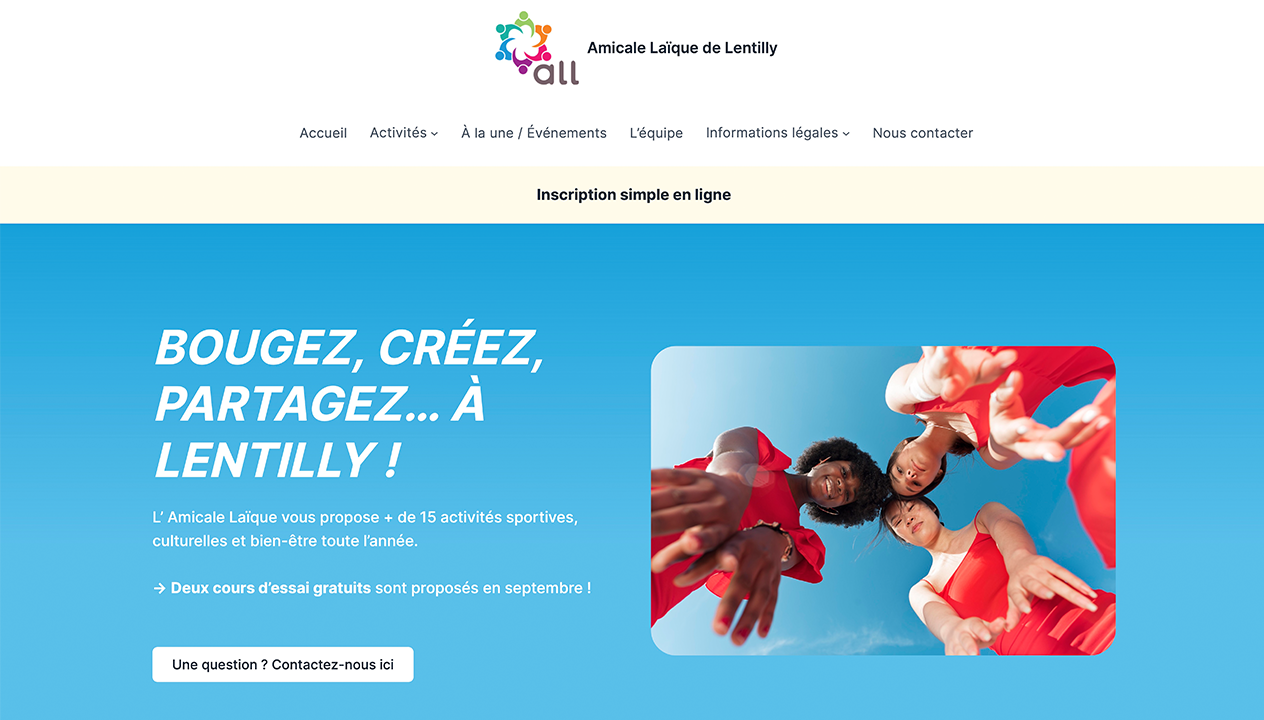 Page d’accueil du site ALL — Animation Loisirs Lentilly