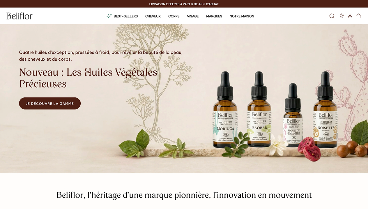 Page d’accueil du site Beliflor