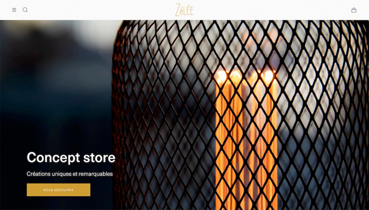Page d’accueil du site Concept store