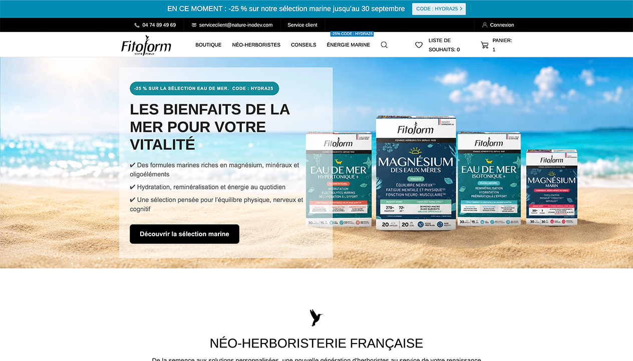 Page d’accueil du site Fitoform